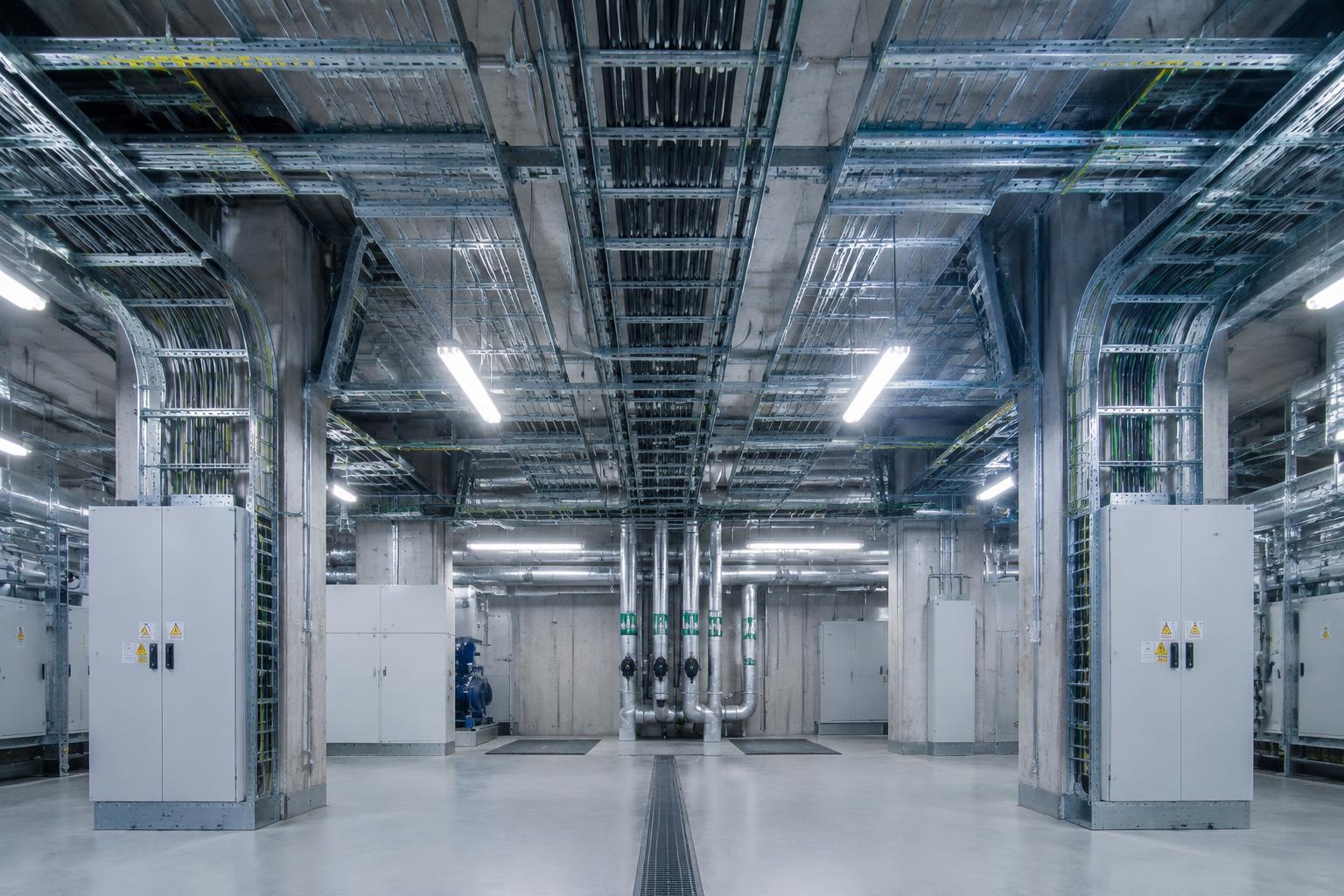 Plant room with cable ladders